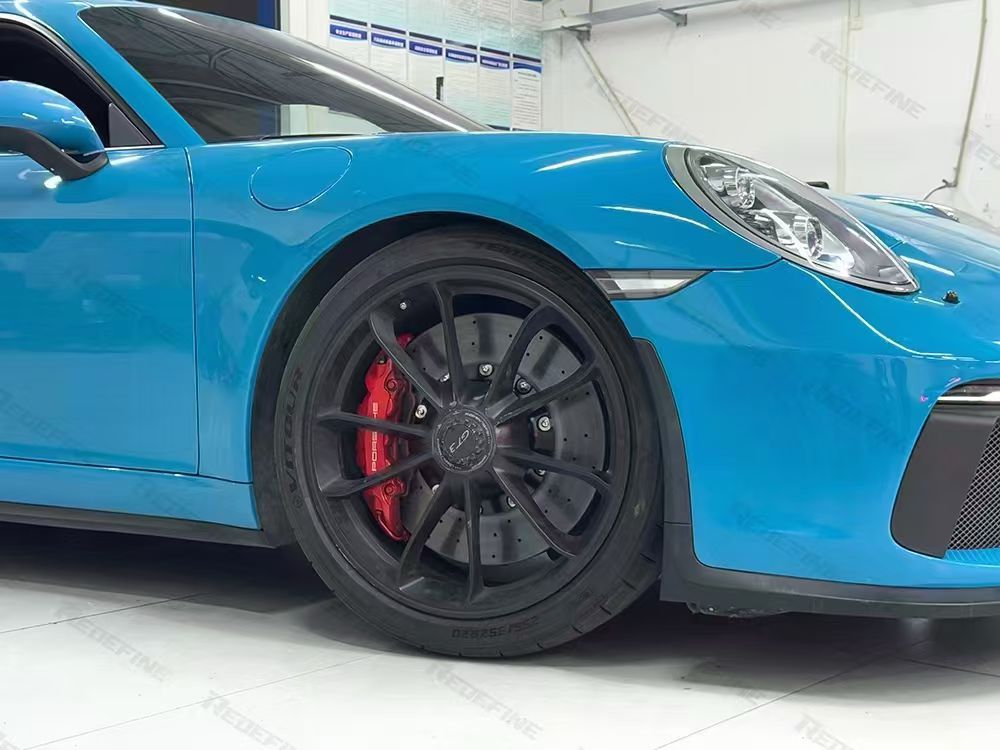 保时捷991.2 GT3刹车升级 | 前轮410mm与后轮380mm RF长纤碳陶盘直上 | 锐迪凡（RF RACER）